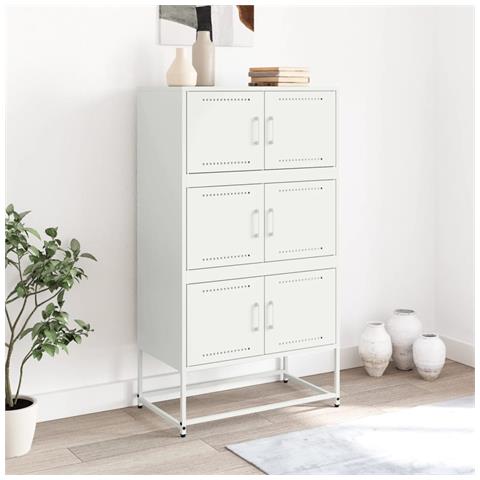 Credenza Bianca 68,5x38,5x123,5 In Acciaio - Foto 3