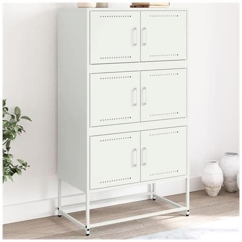 Credenza Bianca 68,5x38,5x123,5 In Acciaio - Foto 1