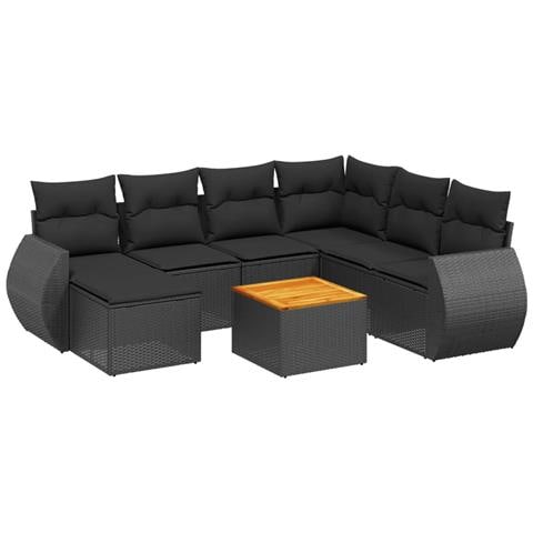 Set Divani Da Giardino Con Cuscini 8 Pz Nero In Polyrattan - Foto 2