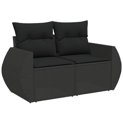 Set Divani Da Giardino Con Cuscini 8 Pz Nero In Polyrattan - Foto 3