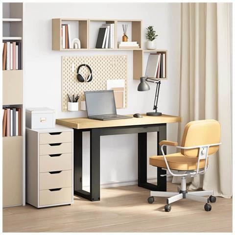 Scrivania Noain Gambe A Forma Di U 120x50x75 Cm Legno Massello - Foto 2