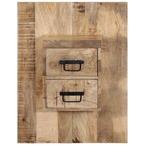 Comodino 60x32x80 Cm In Legno Grezzo Massello Di Mango - Foto 2