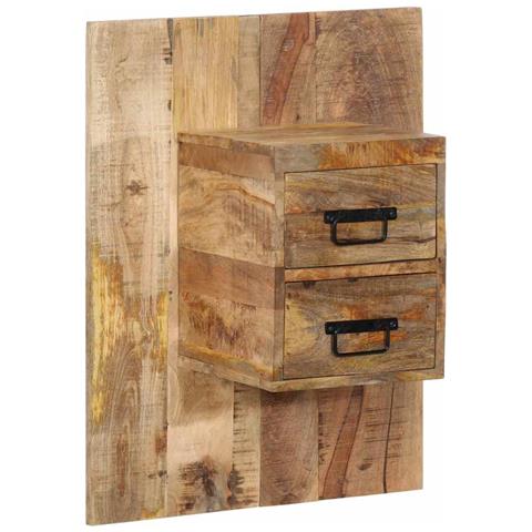 Comodino 60x32x80 Cm In Legno Grezzo Massello Di Mango - Foto 3