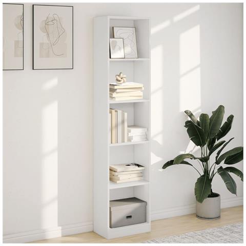 Libreria Bianca 40x24x176 Cm In Legno Multistrato - Foto 3