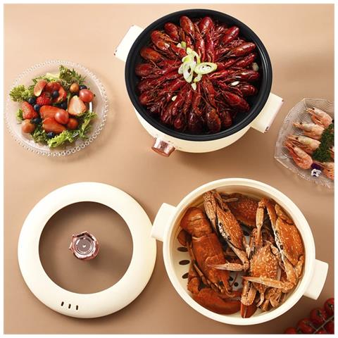 Pentola Elettrica Vaporiera Multifunzione 800w. Tre Temperature, 2.5l, Doppio Livello. Con Coperchio Trasparente. Vaporiera, Hot Por, Saltato, Ecc. - Foto 7