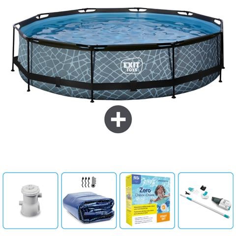 Piscina Fuori Terra - In Giro - 360x360x76 Cm - Grigio - Include Accessori Coordinati Cb26 - Foto 1