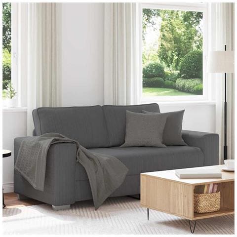 Divano Divanetto Grigio Scuro 140 cm Tessuto di Velluto a Coste - Foto 2