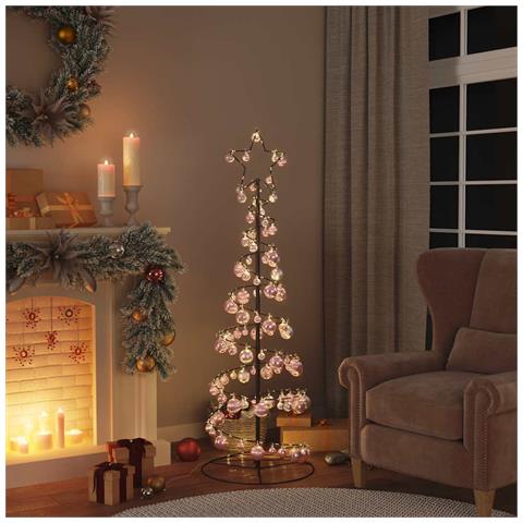 Albero di Natale a LED con Palline 100 LED Bianco Caldo 150 cm - Foto 2