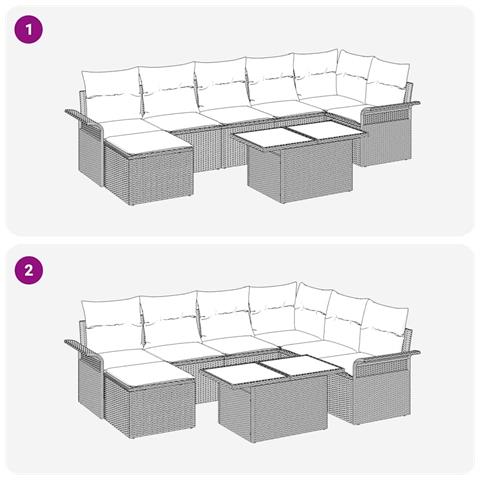 Set Divano da Giardino in 8 Pezzi con Cuscini Rattan Grigio Polietilene - Foto 9