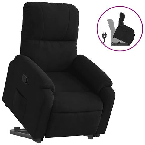 Poltrona Alzapersona Reclinabile Nera in Tessuto Microfibra - Foto 1