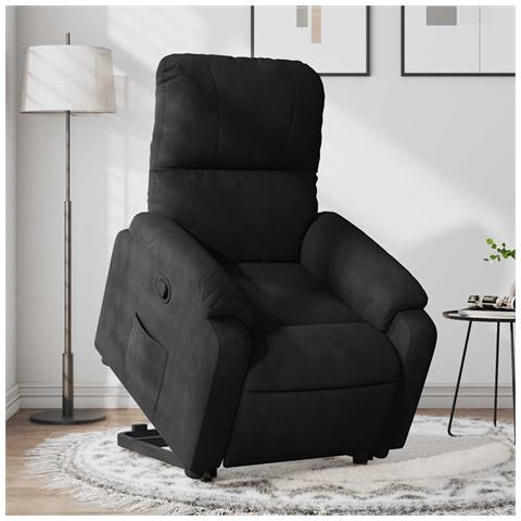 Poltrona Alzapersona Reclinabile Nera in Tessuto Microfibra - Foto 2