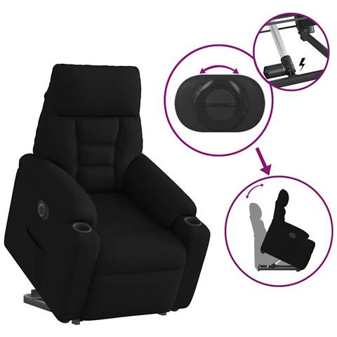 Poltrona Alzapersona Reclinabile Elettrica Nera in Tessuto - Foto 9