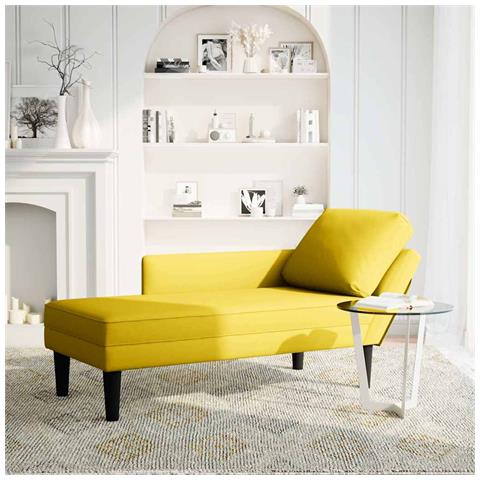 Sdraio con Cuscino e Bracciolo Destro in Velluto Giallo - Foto 2