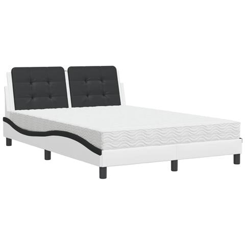Letto con Materasso Bianco e Nero 140x200 cm in Similpelle - Foto 1