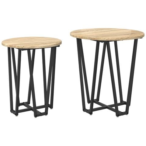 Tavolino 2 pz Rovere Sonoma in Legno Ingegnerizzato e Metallo - Foto 1