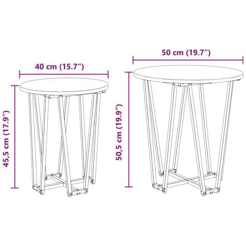 Tavolino 2 pz Rovere Sonoma in Legno Ingegnerizzato e Metallo - Foto 8