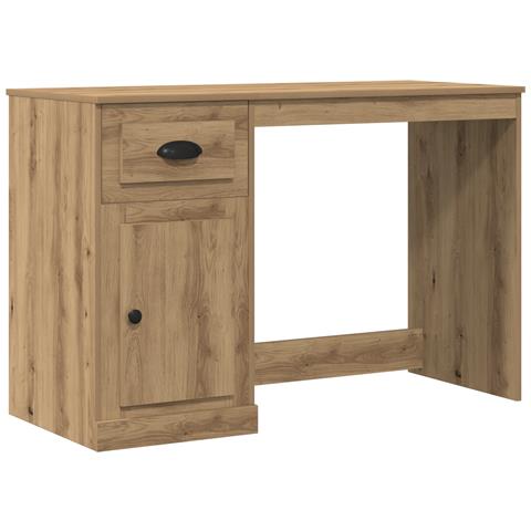 Scrivania  con spazio di archiviazione in rovere artigianale 50x115x75 cm in legno ingegnerizzato - Foto 1