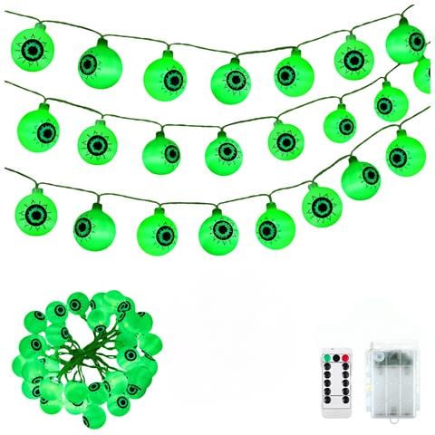 Catena Luminosa Di Halloween 5 M 30 Led Bulbi Oculari Verdi 8 Modalità - Foto 1