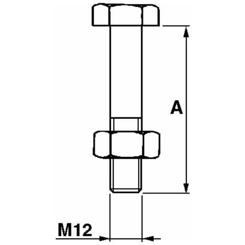 Bullone Esagonale M12x80 Per Staffe Confezione Da 50 Pezzi - Foto 2