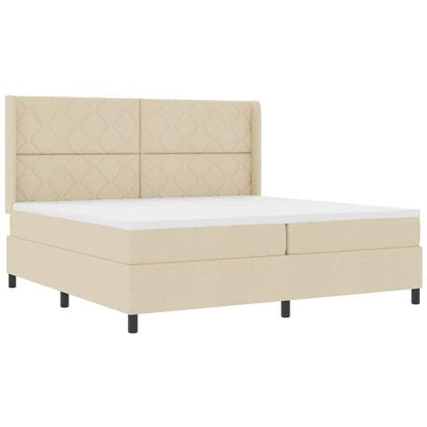 Letto a molle con materasso Crema 200 x 200 cm Tessuto - Foto 1