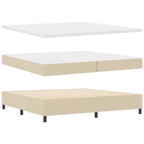 Letto a molle con materasso Crema 200 x 200 cm Tessuto - Foto 9