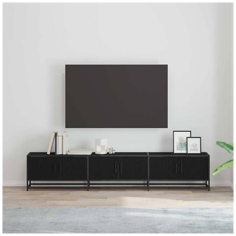 Mobile TV Rovere nero 210 x 35 x 41 cm Legno multistrato - Foto 2