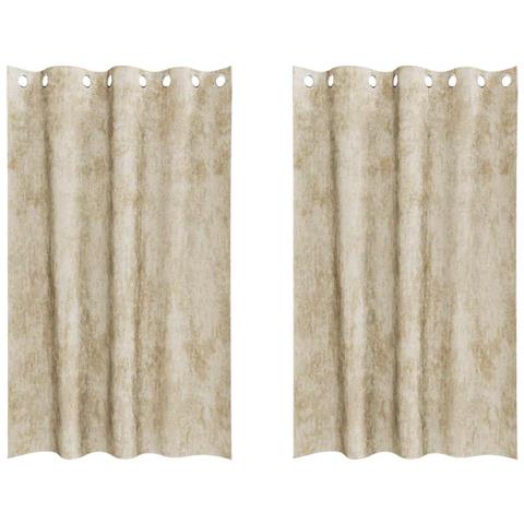 Tenda con tende 2 pcs Crema 175 x 140 cm Velluto - Foto 1