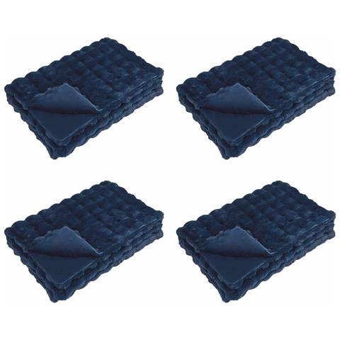 Coperta in Pelliccia di Coniglio Finta 4 pcs Blu Marino - Foto 1