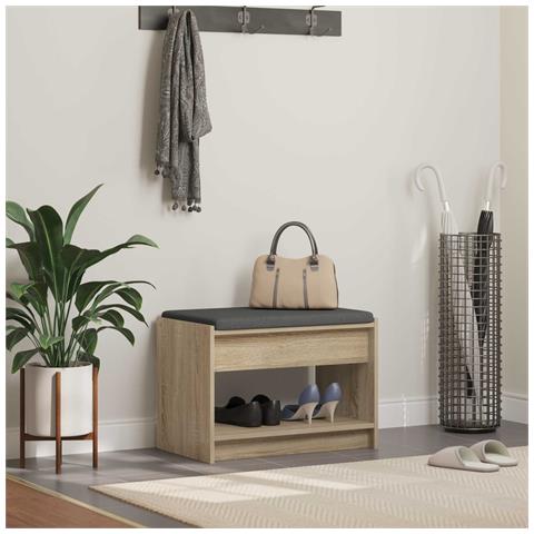 Panca per ingresso con cuscino Rovere Sonoma 63 x 38 x 45 cm - Foto 2