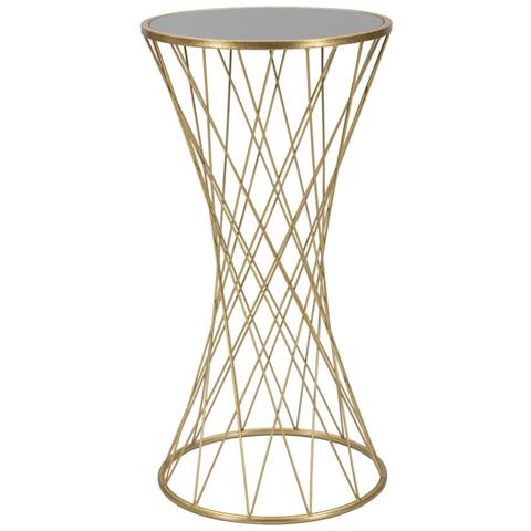 Tavolino Alto Tower New Ø40x80 In Ferro Dorato Con Piano A Specchio - Foto 1