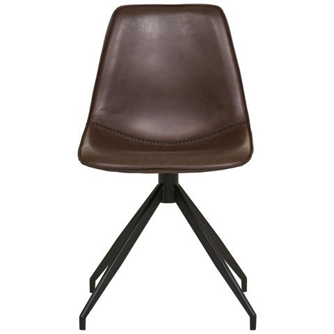 Set 2 Sedie Da Pranzo Girevoli Monaco In Ecopelle Marrone Scuro Con Gambe Nere - Foto 2