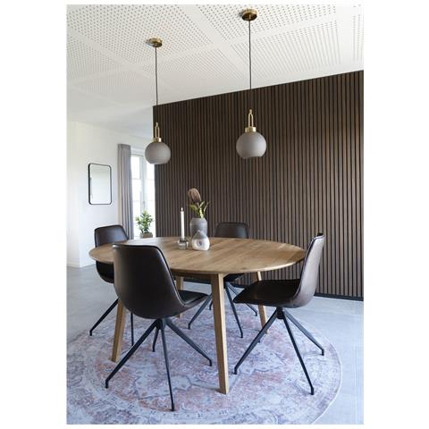 Set 2 Sedie Da Pranzo Girevoli Monaco In Ecopelle Marrone Scuro Con Gambe Nere - Foto 8
