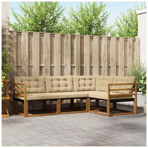 Set di divani con cuscino 4 pcs Naturale e Beige - Foto 2