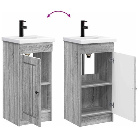 Mobile da bagno con lavabo Sonoma grigio 42 x 40 x 84,5 cm - Foto 9