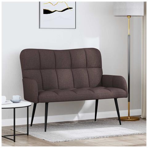 Sofa a Due Posti Marrone Scuro 115 x 61 x 87 cm Tessuto - Foto 2