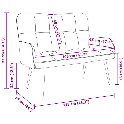 Sofa a Due Posti Marrone Scuro 115 x 61 x 87 cm Tessuto - Foto 9