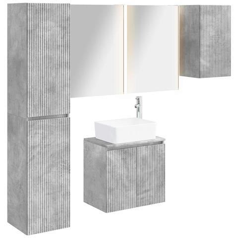 Set di Armadi da Bagno 5 pcs Grigio Cemento 53 x 15,5 x 70 cm - Foto 1