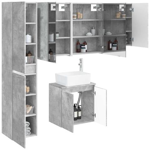 Set di Armadi da Bagno 5 pcs Grigio Cemento 53 x 15,5 x 70 cm - Foto 2