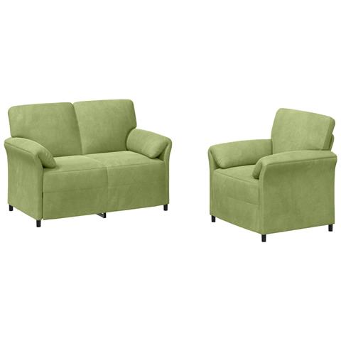 Set di divani 2 pz Verde chiaro Velluto - Foto 1