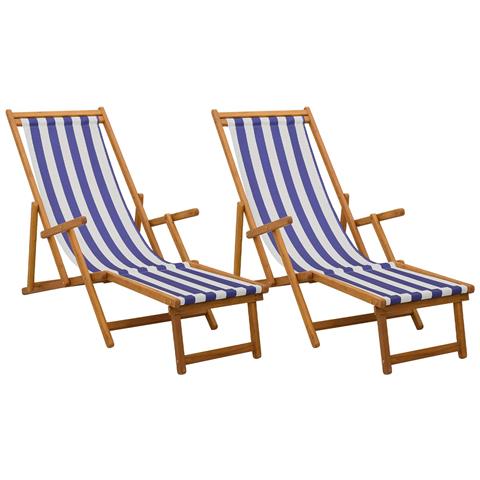 Lettino prendisole pieghevole 2 pcs 3 Posizione Blu e Bianco - Foto 1