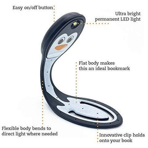 Flexilight Lettura Del Led Luce Del Libro Della Clip Sul Dono Della Lampada Regolabile Viaggi Segnalibro (penguin)  - Foto 2