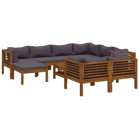 Set Divani Da Giardino 10 Pz Con Cuscini In Massello Di Acacia - Foto 1
