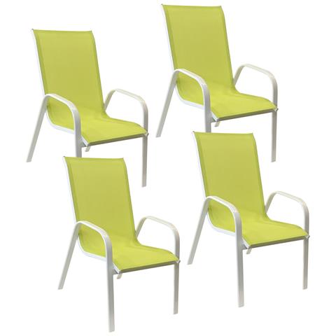 Set Di 4 Sedie Marbella In Textilene Verde - Alluminio Bianco - Foto 8