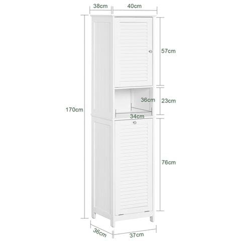 Mobile A Colonna Bagno Salvaspazio Mobile Alto Con Borsa Portabiancheria Pieghevole Bianco L40xp38xa170 Cm Bzr124-w - Foto 2