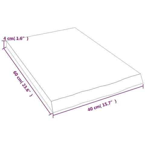 Piano Bagno Marrone 40x60x (2-4) cm Legno Massello Trattato - Foto 2