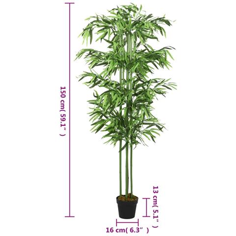 Albero Bambù Artificiale 576 Foglie 150 Cm Verde - Foto 7