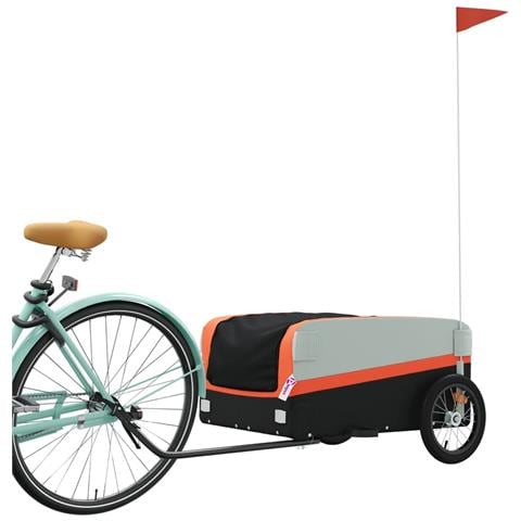 Rimorchio Da Bici Nero E Arancione 45 Kg In Ferro - Foto 3