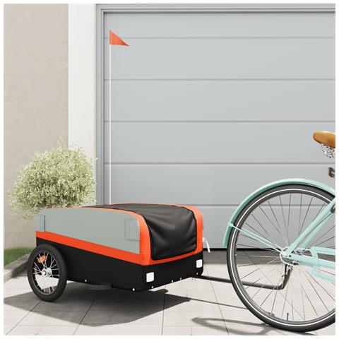 Rimorchio Da Bici Nero E Arancione 45 Kg In Ferro - Foto 1