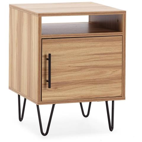 Comodino Alma 1 Anta Colore Legno, Piedini In Metallo - Foto 1