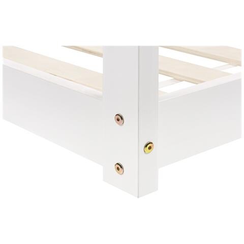 Letto Per Bambini Casa Legno Di Pino Tosse 90 X 200 Cm Bianco - Foto 2
